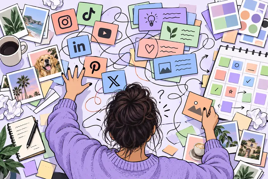Unstrukturierte Planung von Social Content vor der Einführung eines wiederholbaren Workflows