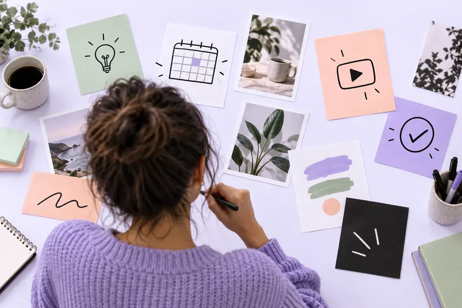 A loosely organized social content idea before a workflow test